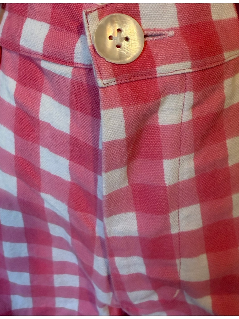 J. Crew and ZZ BLOCKPRINTS Pink and White Gingham Wide-Leg cropped jeans - Picture 3 of 4